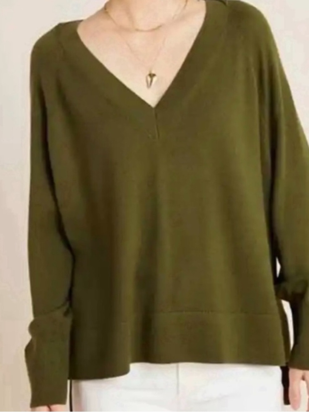 Anthropologie S 100% merino wool gabby oversized sweater v-neck high low hemline
